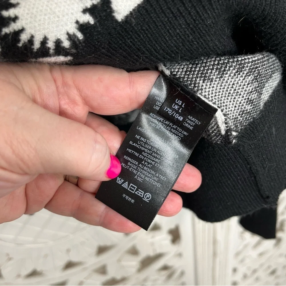 Anthropologie Maeve Black & White Hearts Boatneck Sweater NWOT